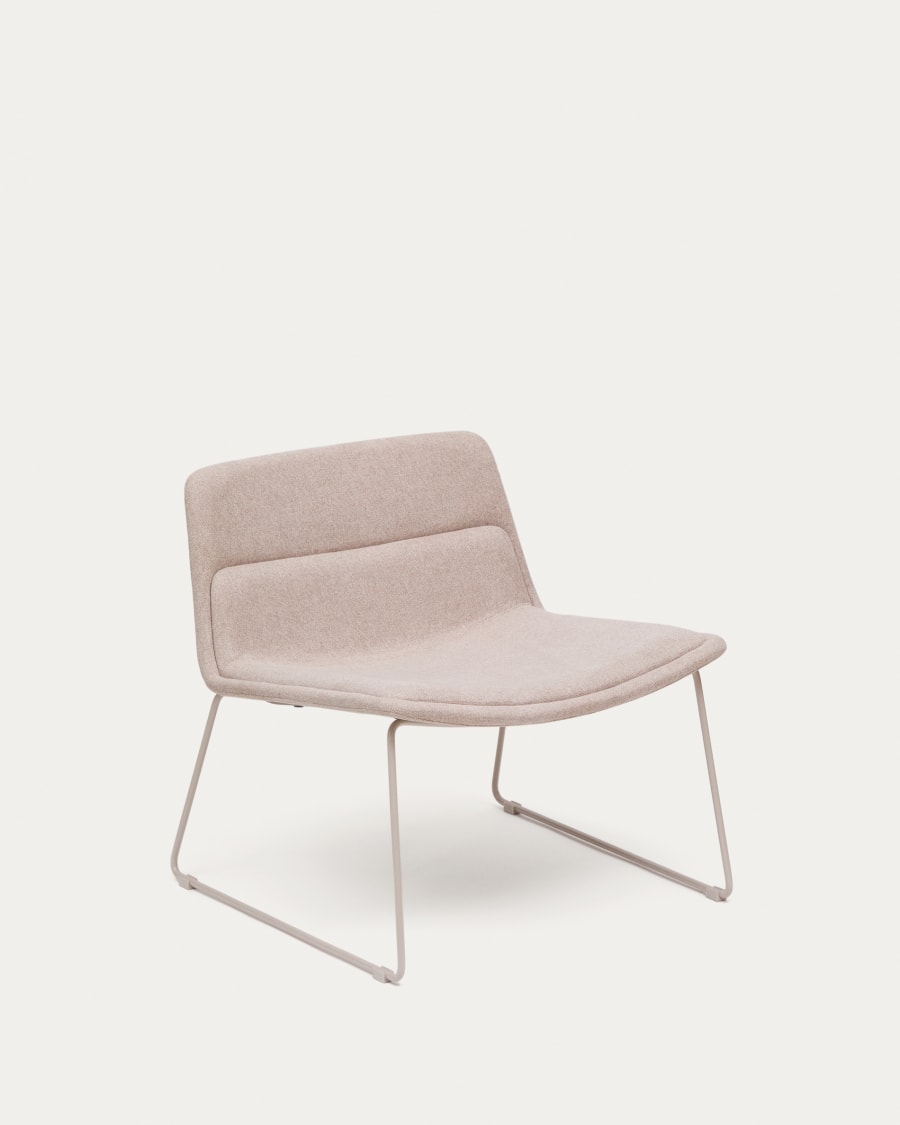 Zahara beige armchair and steel in a beige finish, 100% FSC
