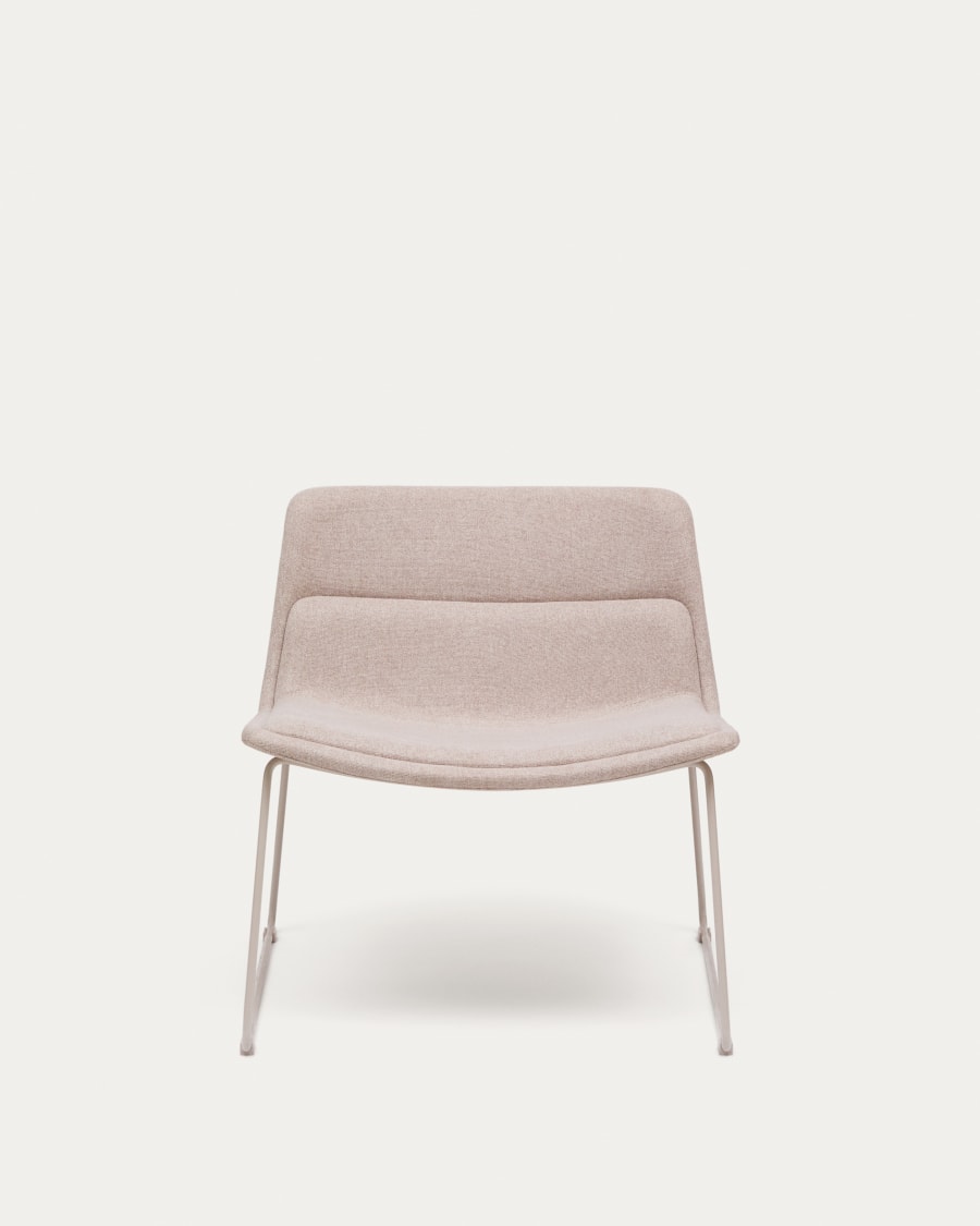 Zahara beige armchair and steel in a beige finish, 100% FSC