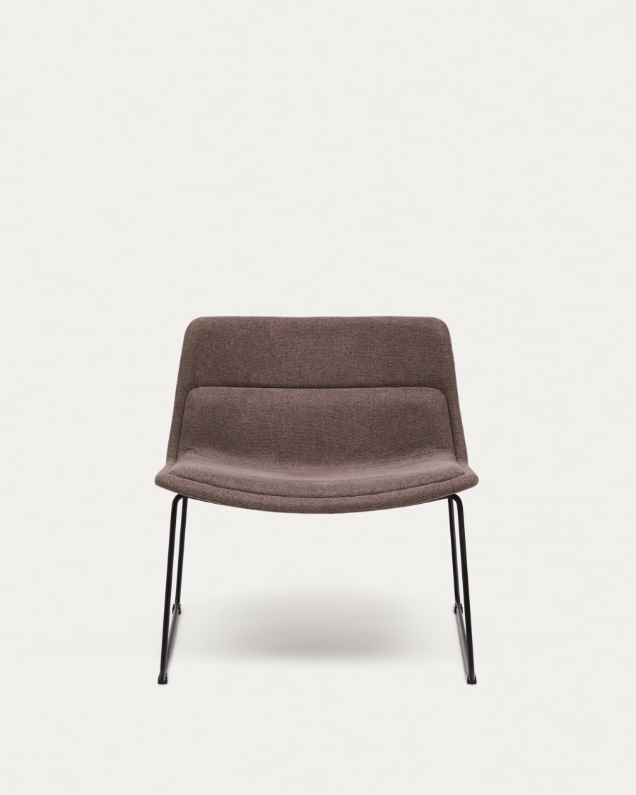 Zahara brown armchair and steel in a black finish, 100% FSC