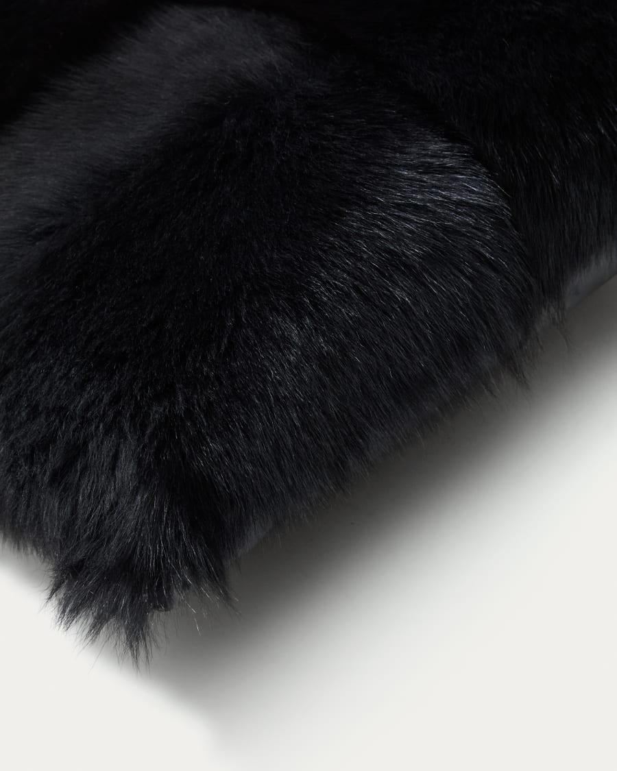 Katny black, leather cushion cover, 45 x 45 cm