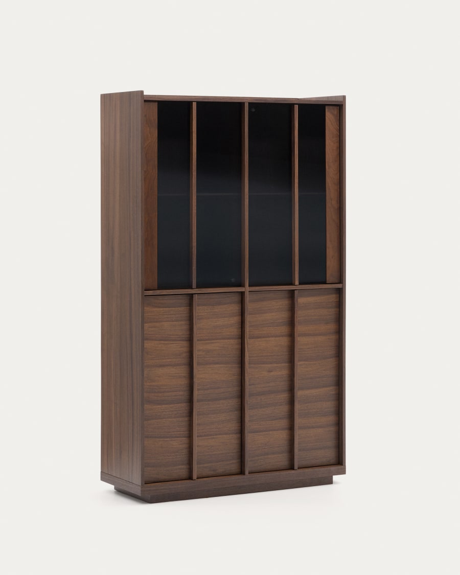 Onix display cabinet solid walnut and walnut veneer dark finish 101 x 170  cm FSC Mix Credit | Kave Home International