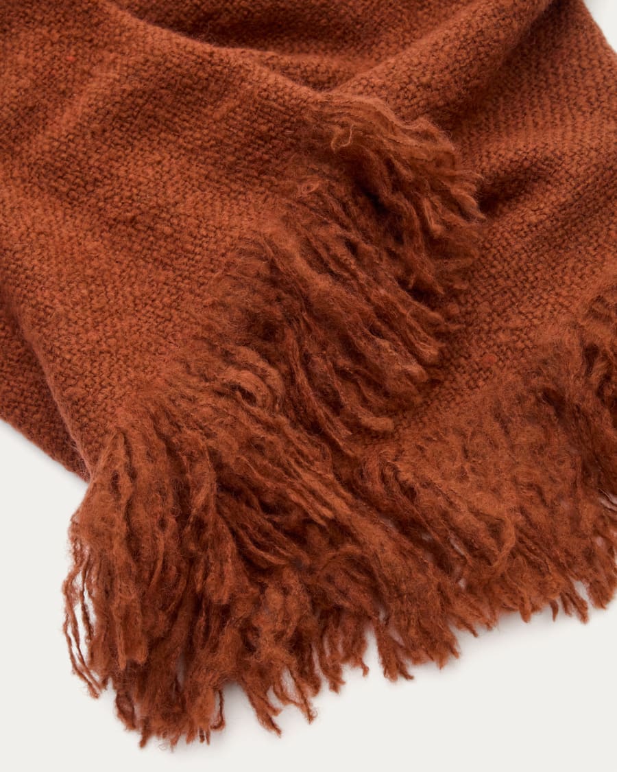 Salion blanket in a terracotta bouclé-effect wool blend, 130 x 170 cm