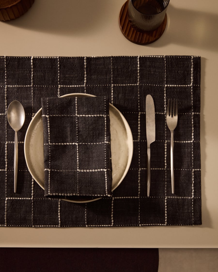 Ersen set of 2 black, 100% cotton napkins