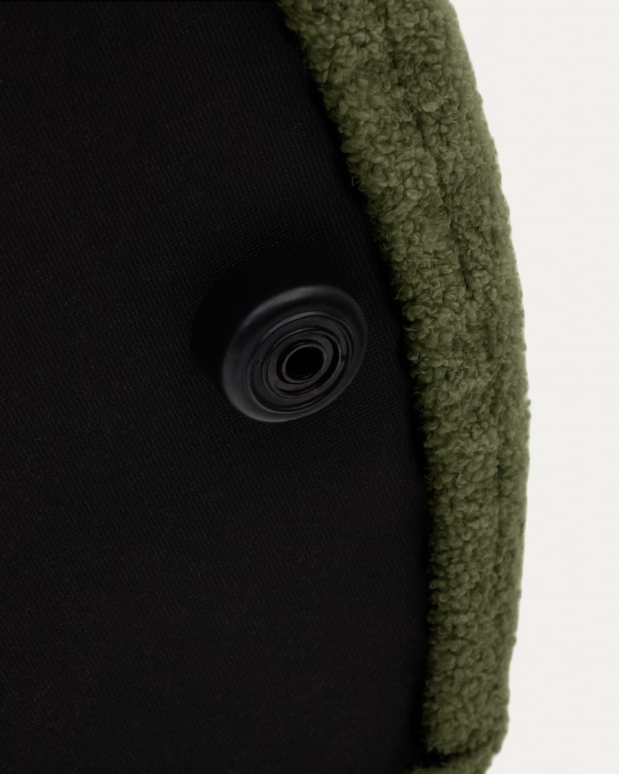 Kaeli footrest with removable cover in green bouclé Ø 90 cm