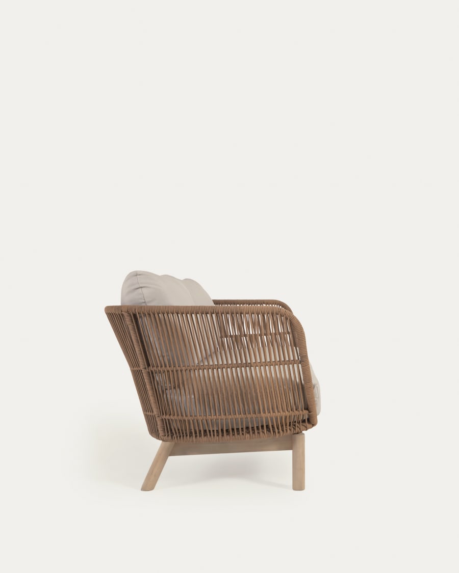Catalina 3 seater sofa made with beige cord and solid acacia wood, 170 cm FSC 100%
