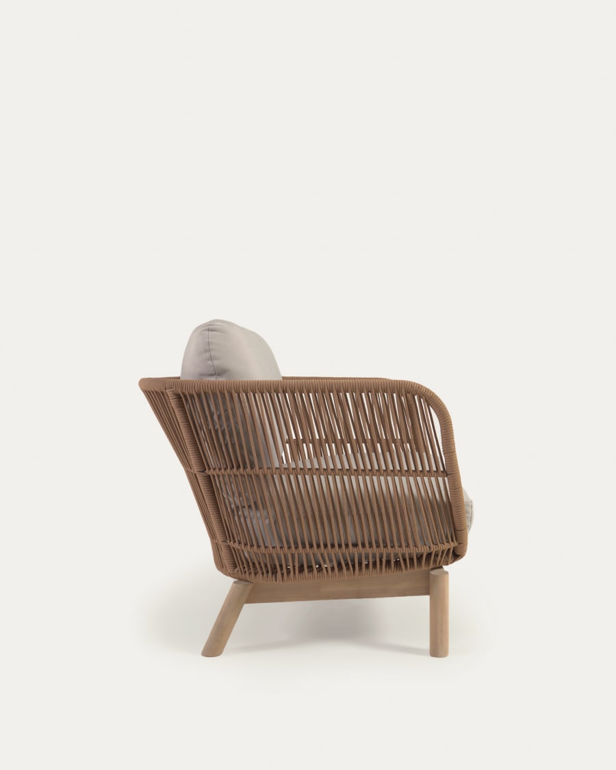 Catalina armchair made with beige rope and FSC solid acacia wood