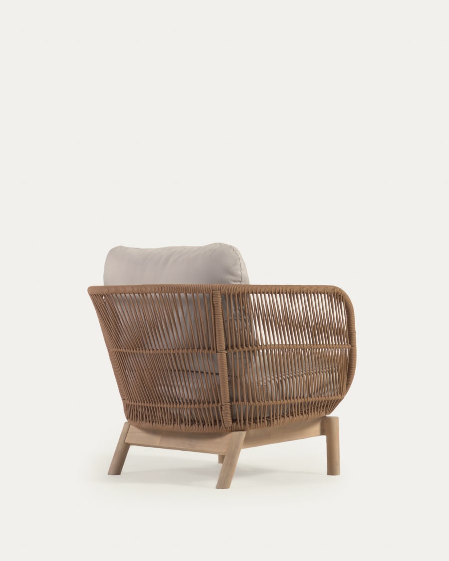 Catalina armchair made with beige rope and FSC solid acacia wood