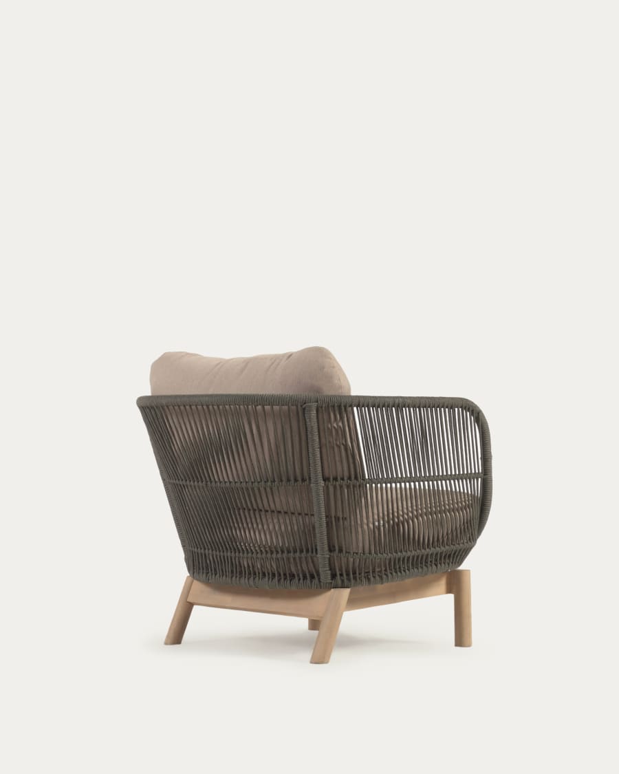 Catalina armchair made with green rope and FSC solid acacia wood