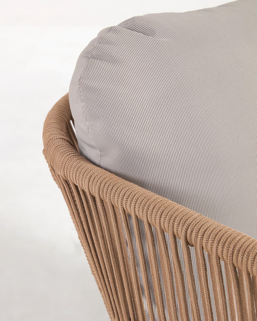 Catalina armchair made with beige rope and FSC solid acacia wood