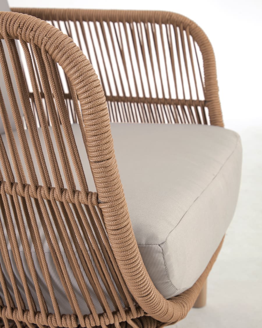 Catalina armchair made with beige rope and FSC solid acacia wood