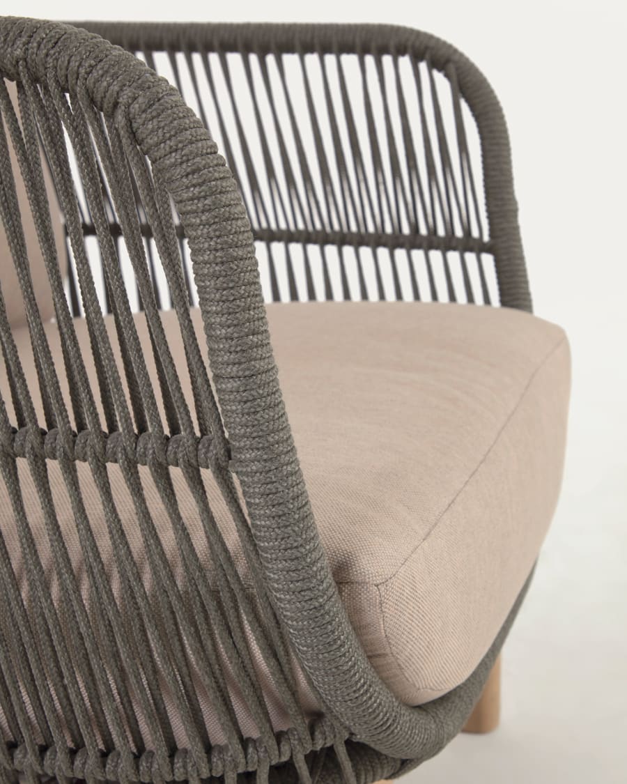 Catalina armchair made with green rope and FSC solid acacia wood