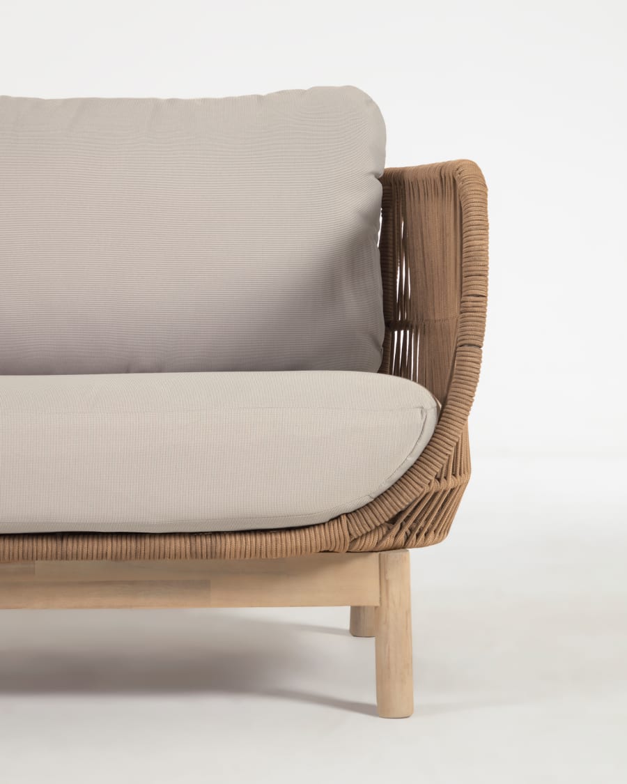 Catalina 3 seater sofa made with beige cord and solid acacia wood, 170 cm FSC 100%