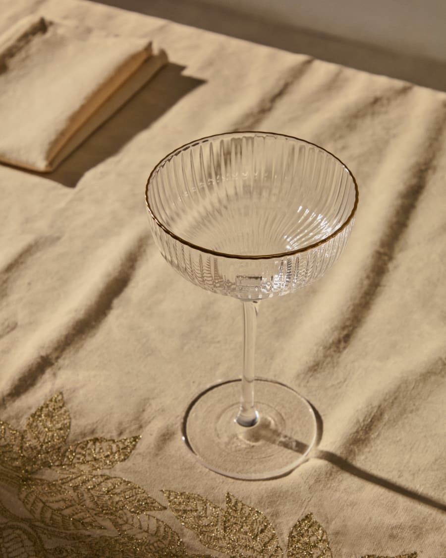Ayan transparent champagne glass, with a gold feature, 28 cl