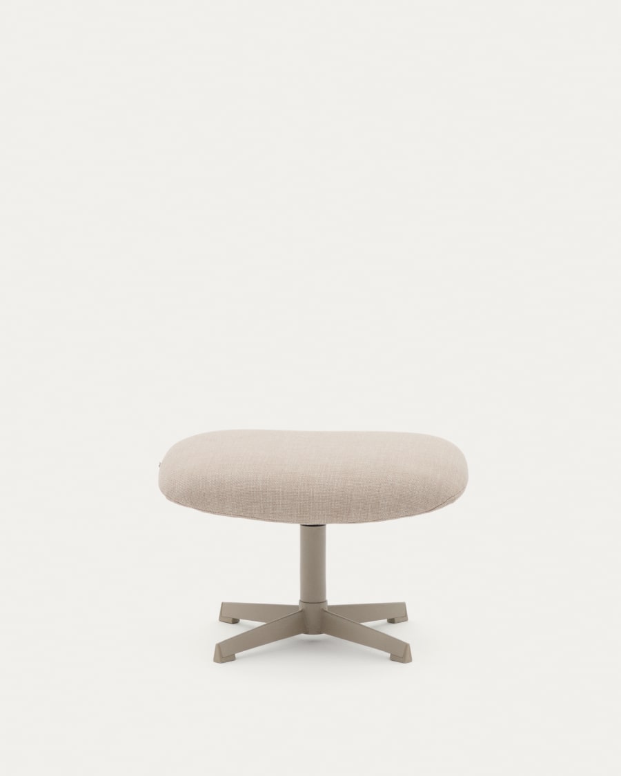 Teryl beige chenille footrest with grey-finished metal, FSC 100%
