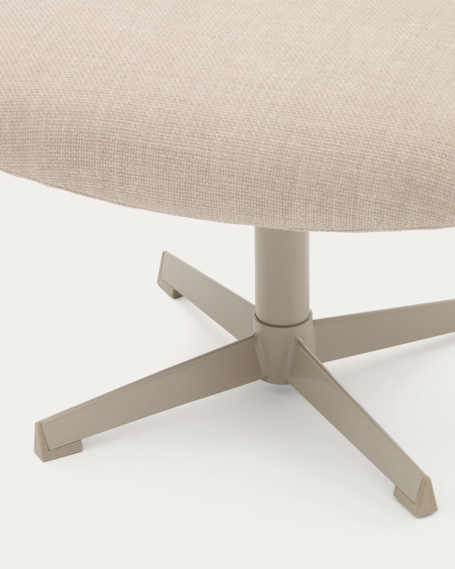 Teryl beige chenille footrest with grey-finished metal, FSC 100%