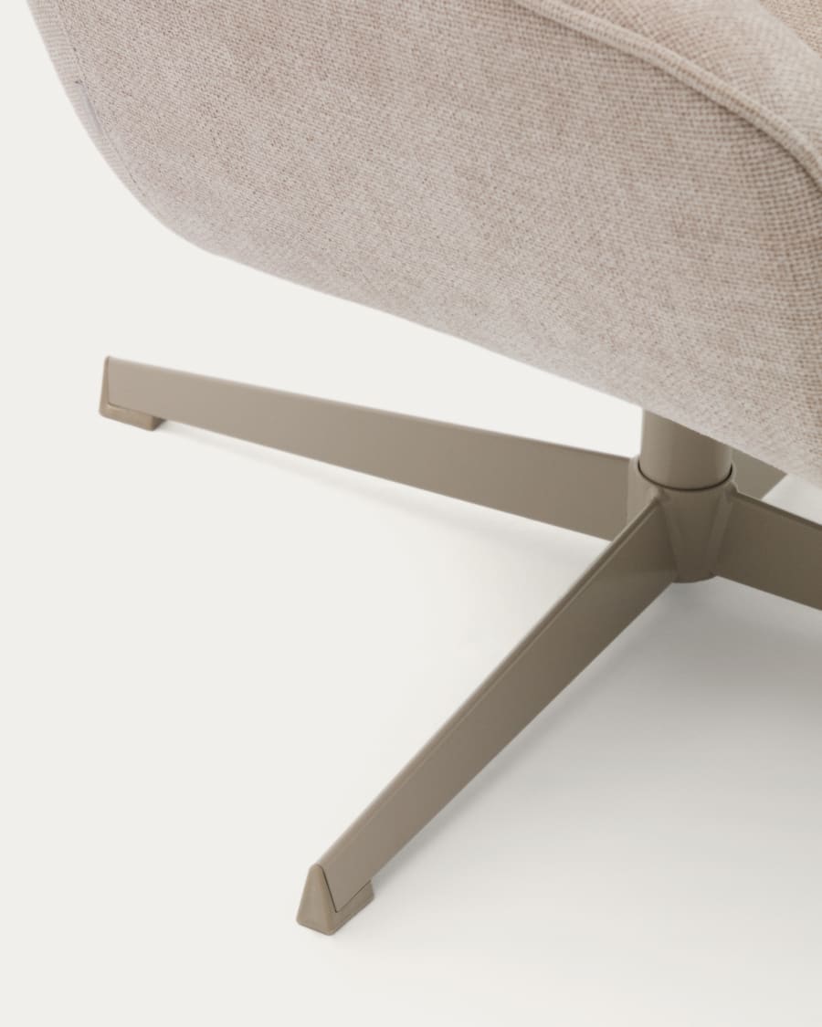 Teryl swivel beige chenille armchair with grey-finished metal, FSC 100%