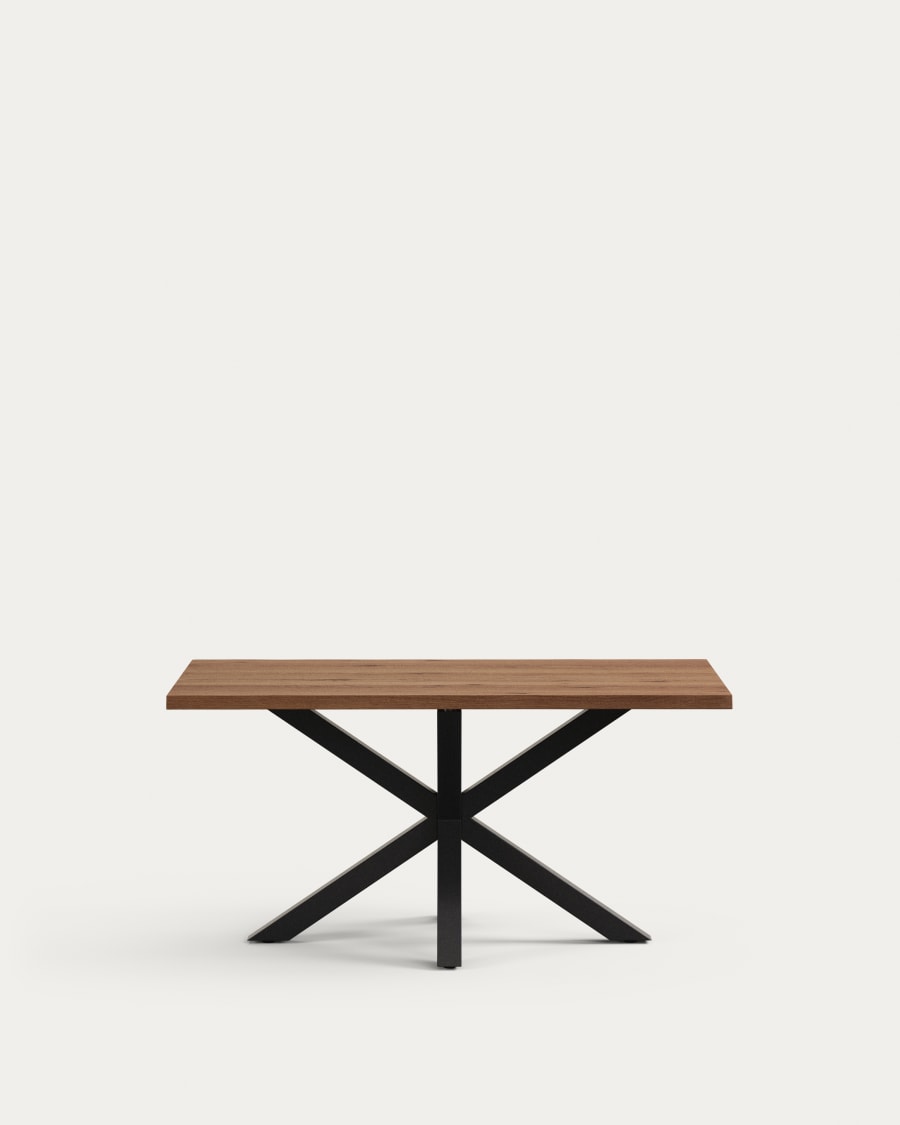 Argo table in aged oak veneer and steel legs in a black finish 160 x 90 cm
