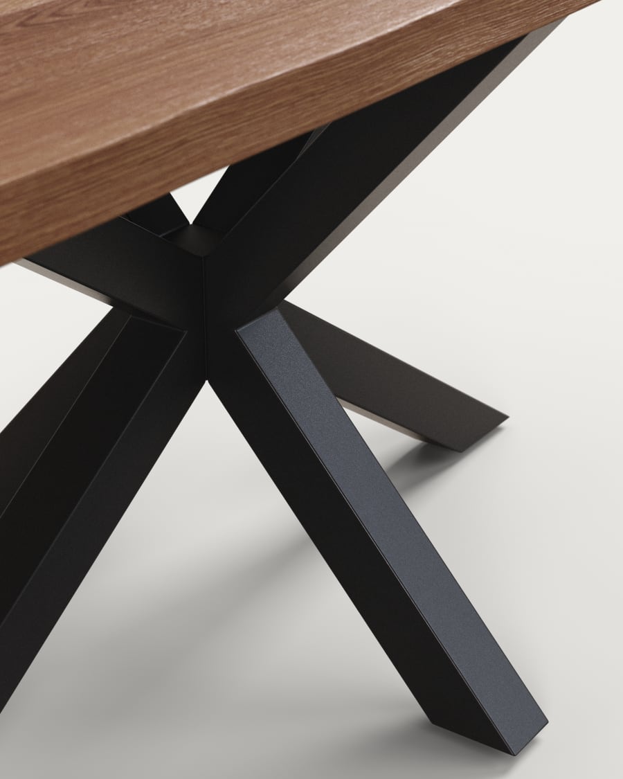 Argo table in aged oak veneer and steel legs in a black finish 160 x 90 cm