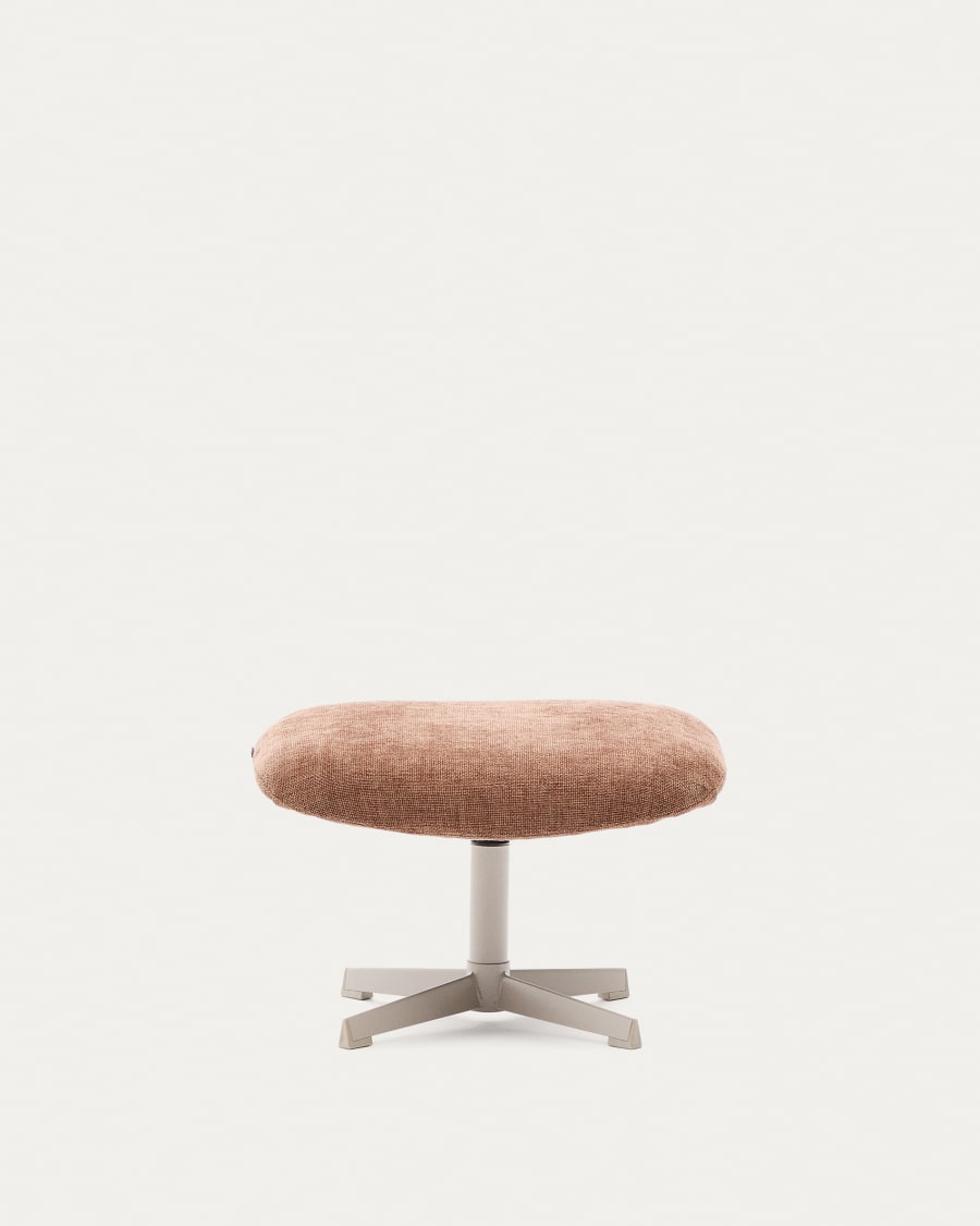 Teryl light brown chenille footrest with grey-finished metal, FSC 100%