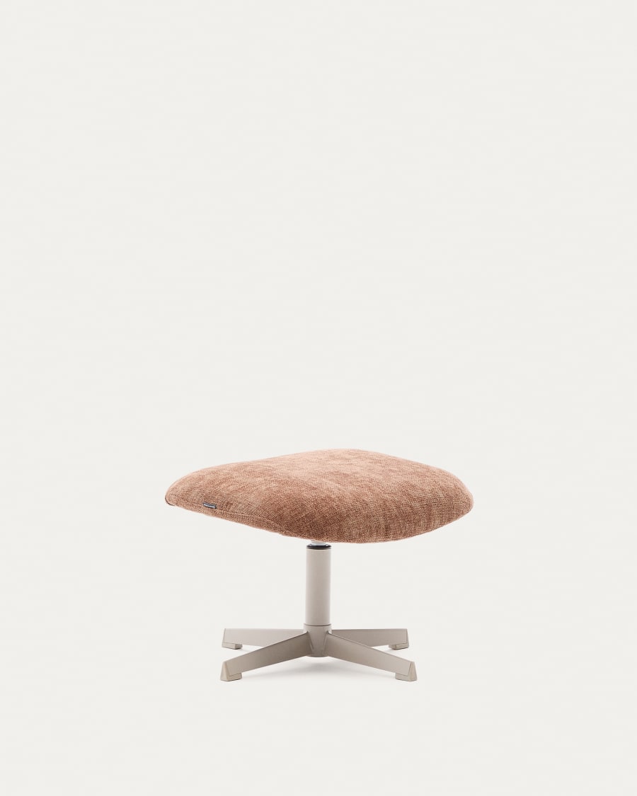 Teryl light brown chenille footrest with grey-finished metal, FSC 100%