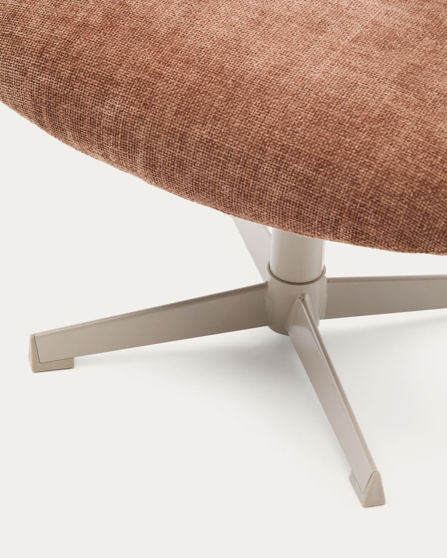 Teryl light brown chenille footrest with grey-finished metal, FSC 100%