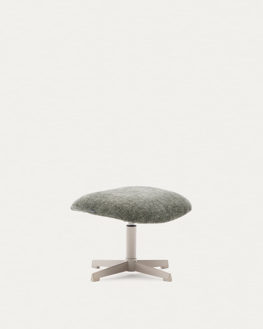 Teryl green chenille footrest with grey-finished metal, FSC 100%