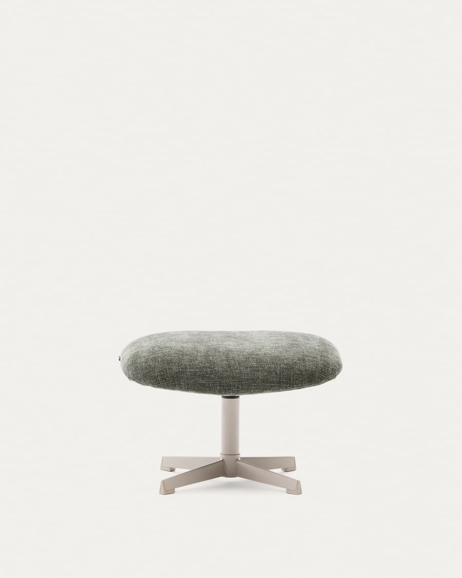 Teryl green chenille footrest with grey-finished metal, FSC 100%