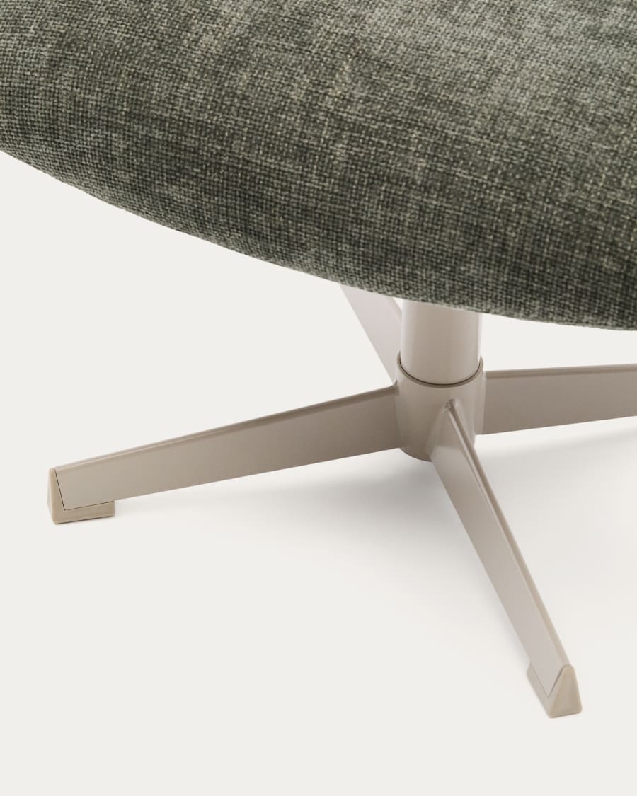 Teryl green chenille footrest with grey-finished metal, FSC 100%