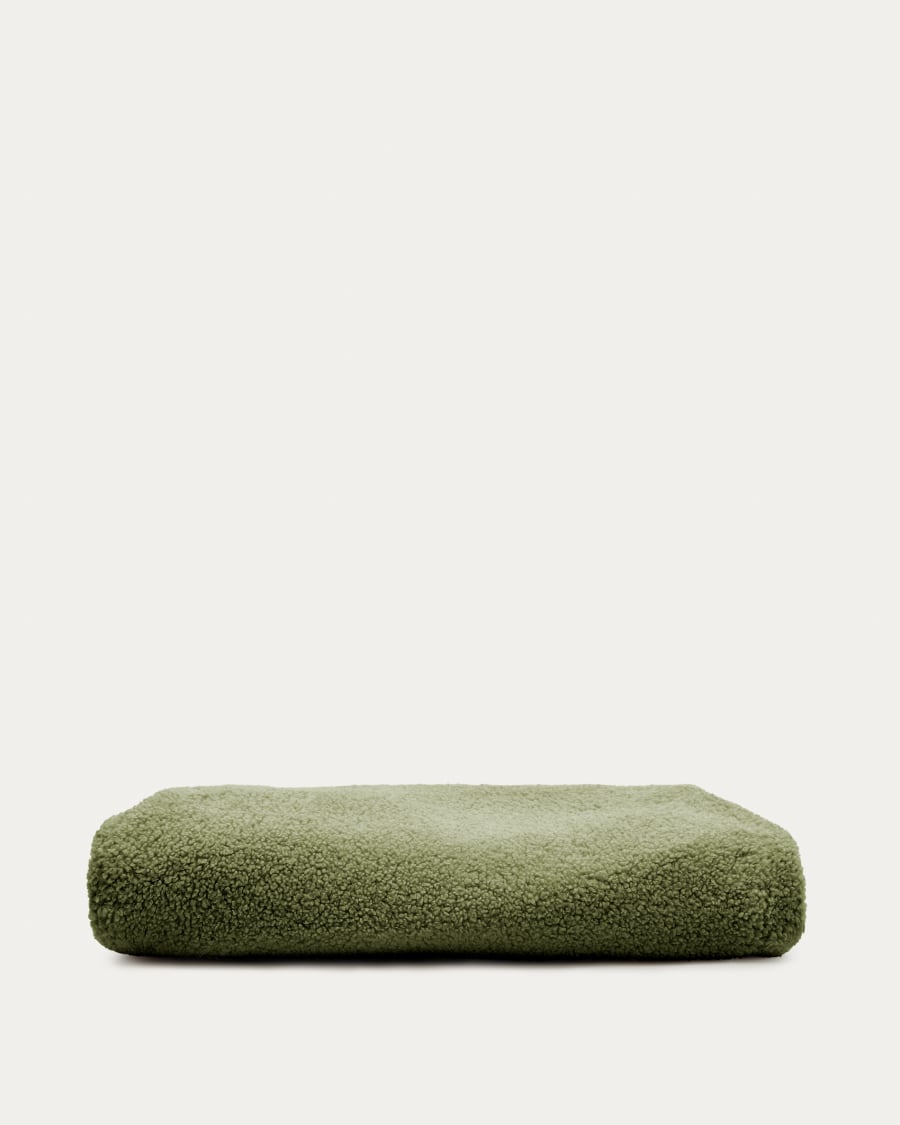 Bezug für Fußhocker Kaeli in grünem Bouclé Ø 43 cm