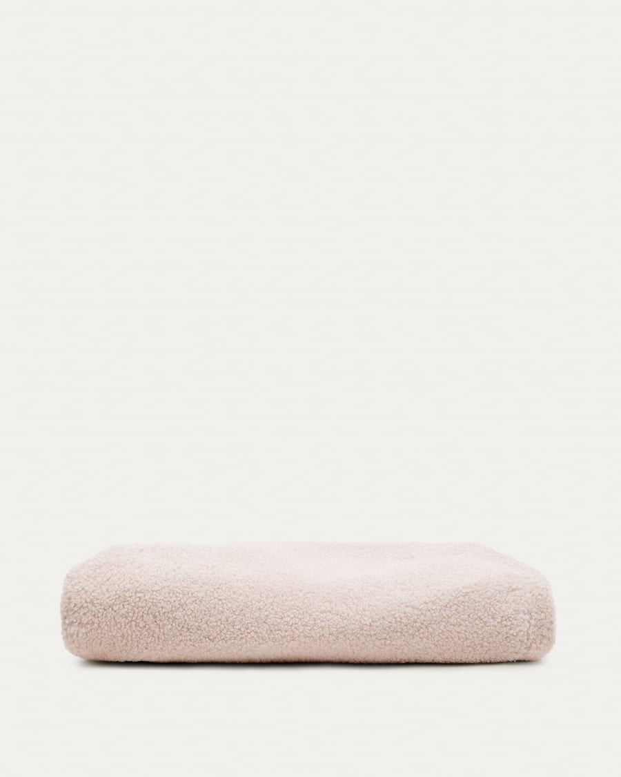 Bezug für Fußhocker Kaeli in rosa Bouclé Ø 43 cm