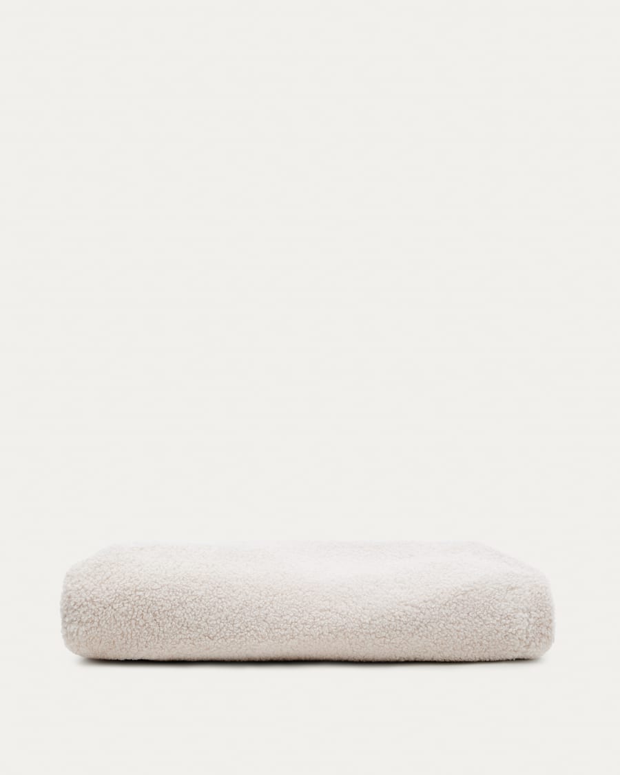 Bezug für Fußhocker Kaeli in Bouclé Farbe Écru Ø 60 cm