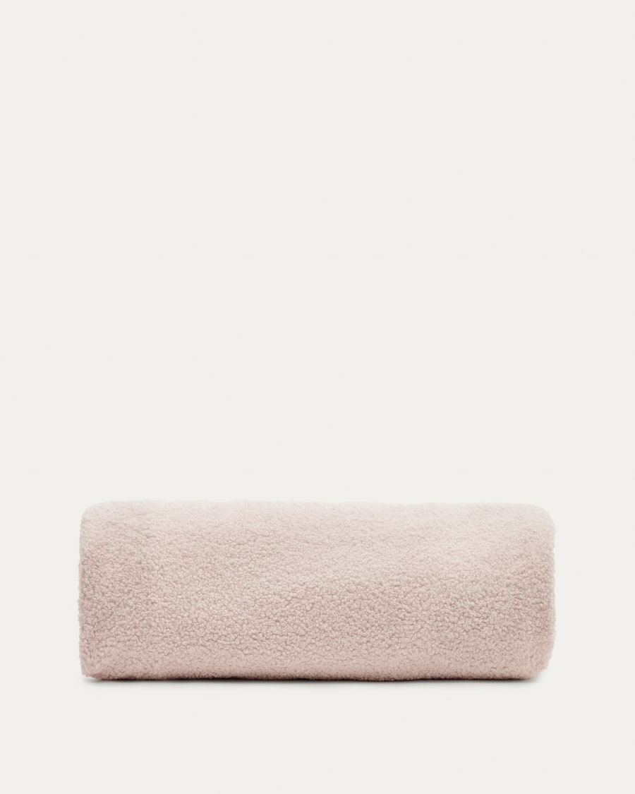 Bezug für Fußhocker Kaeli in rosa Bouclé Ø 120 cm
