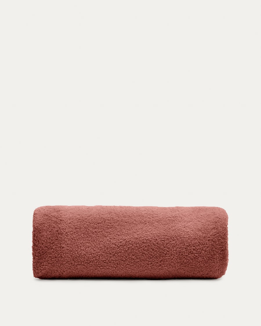 Bezug für Fußhocker Kaeli in terrakottafarbenem Bouclé Ø 90 cm