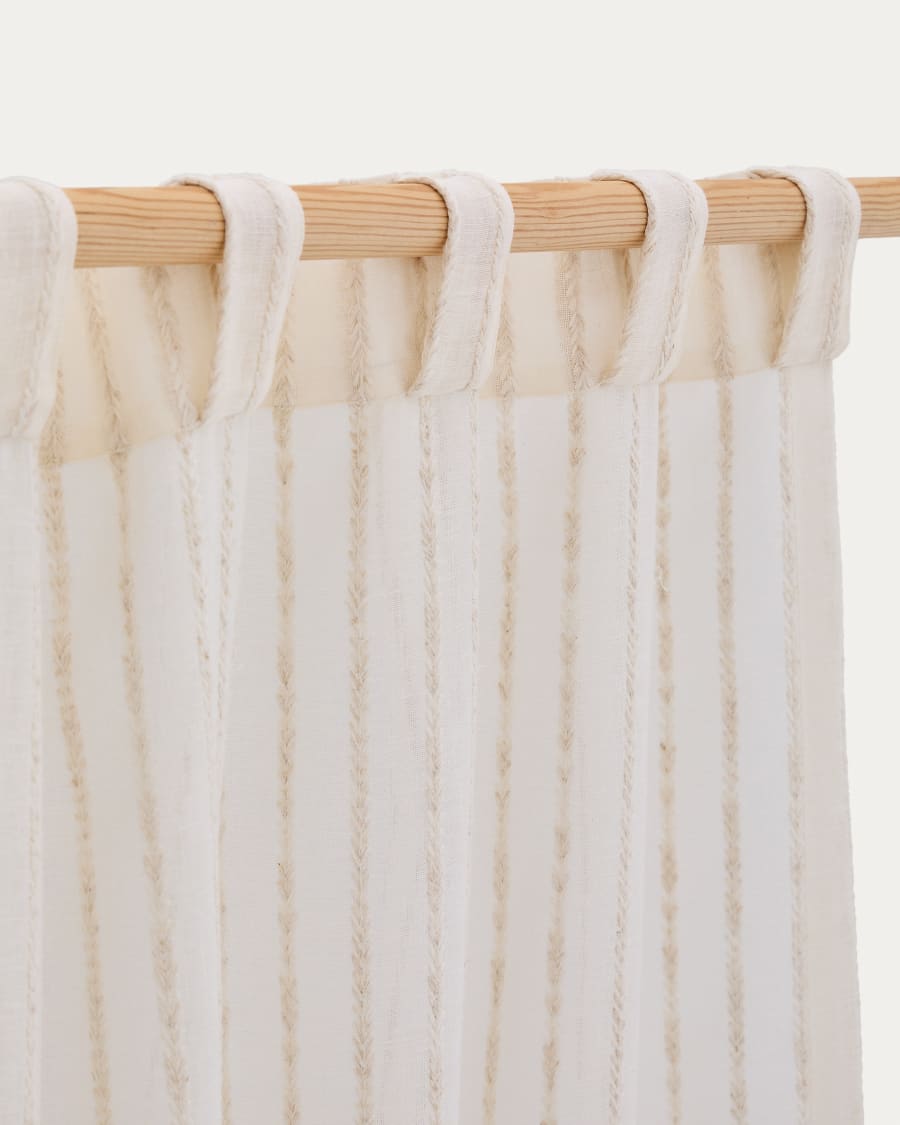 Vorhang Arami Stickereidetail aus geflochtener Jute 140 x 270 cm