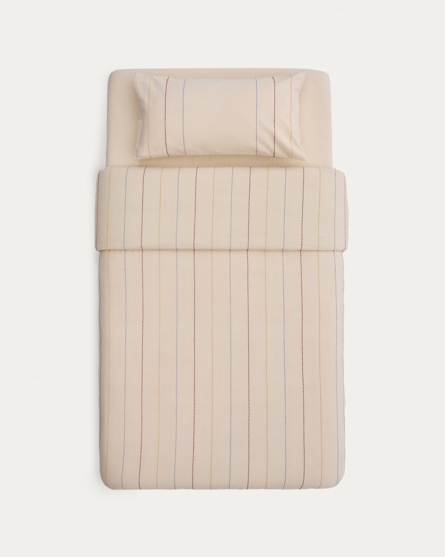 Indani bed set, duvet cover, pillowcase, bottom sheet, organic cotton, stripes for 70 cm bed