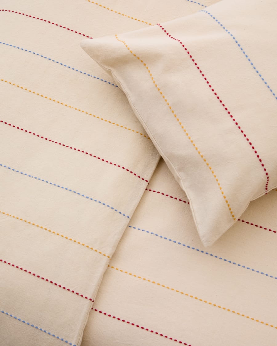 Indani bed set, duvet cover, pillowcase, bottom sheet, organic cotton, stripes for 70 cm bed