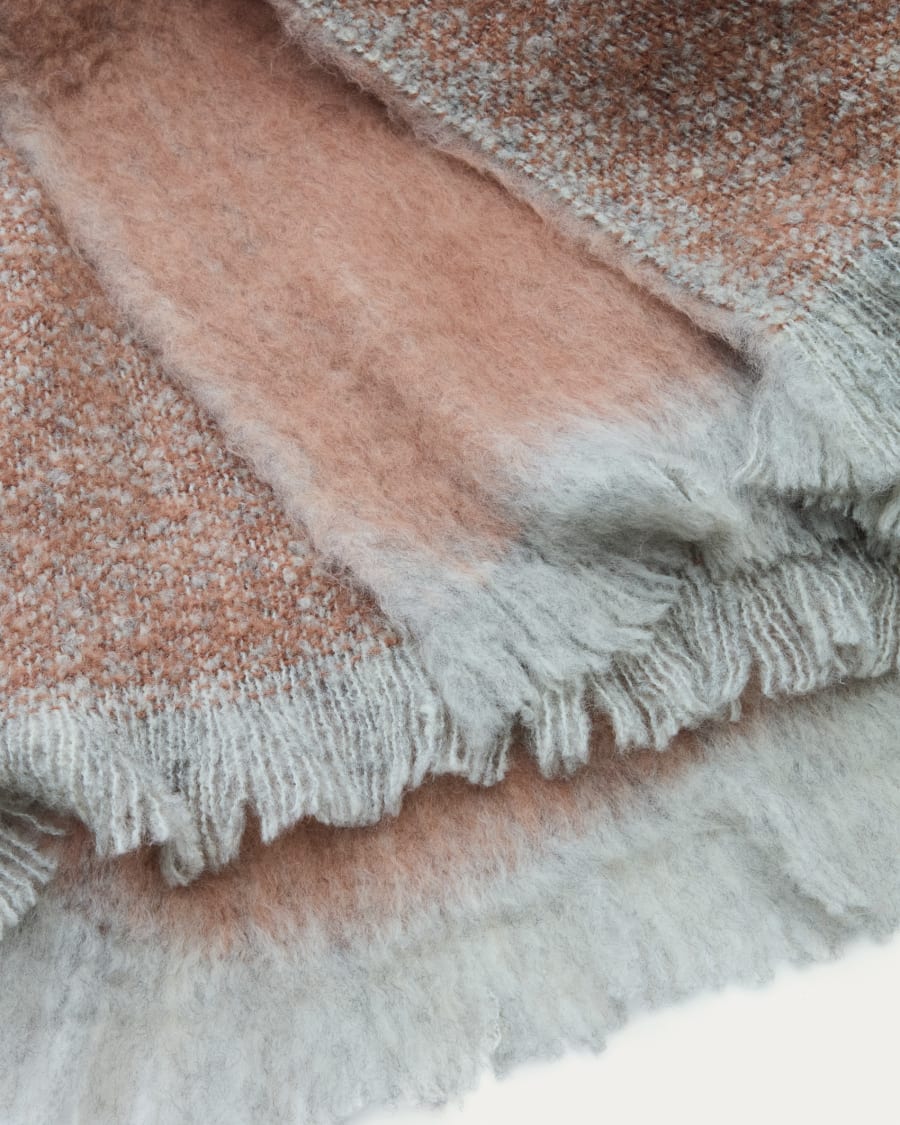 Rodin blanket in a terracotta and grey melange in a wool blend, 130 x 170 cm