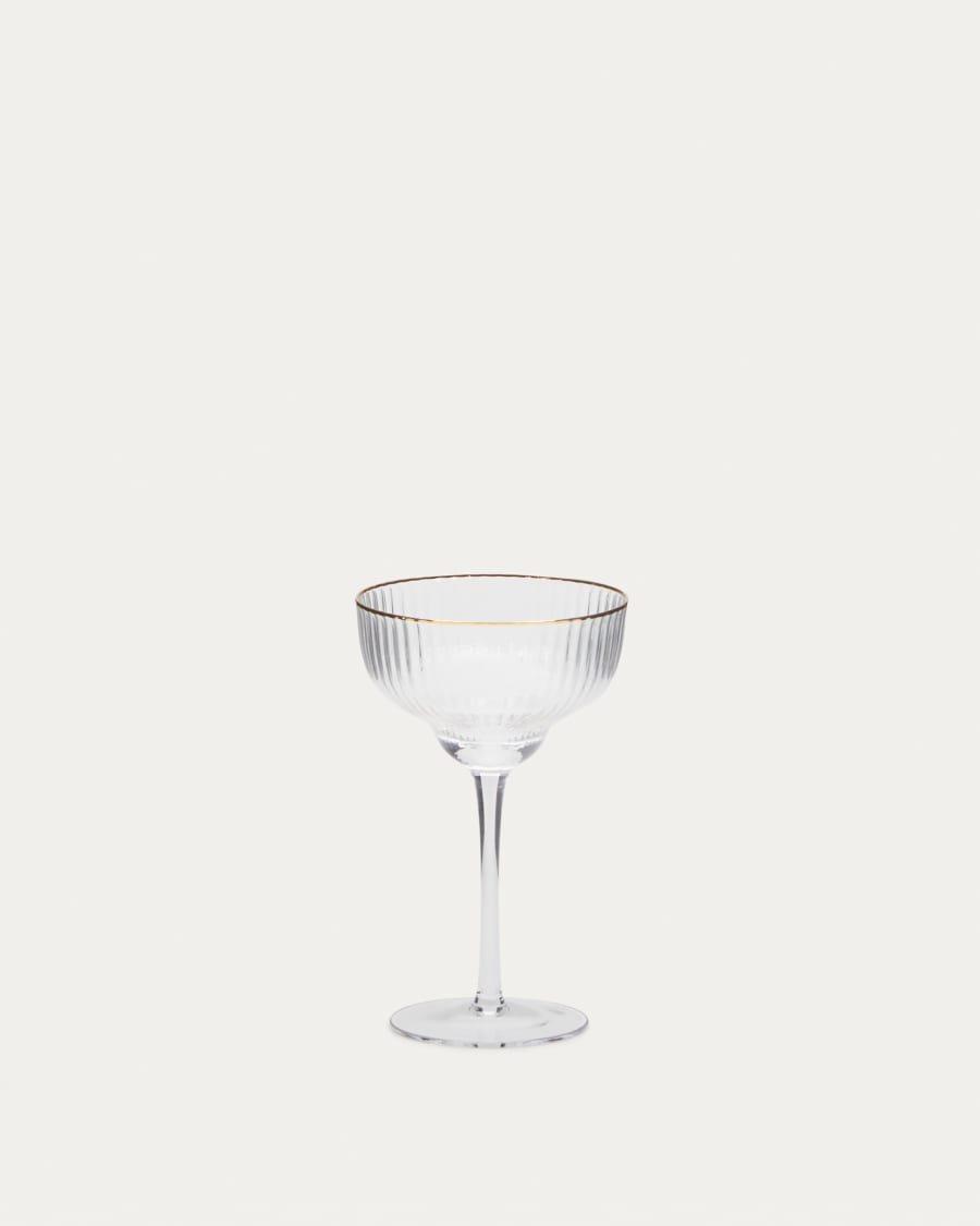Ayan transparent champagne glass, with a gold feature, 28 cl