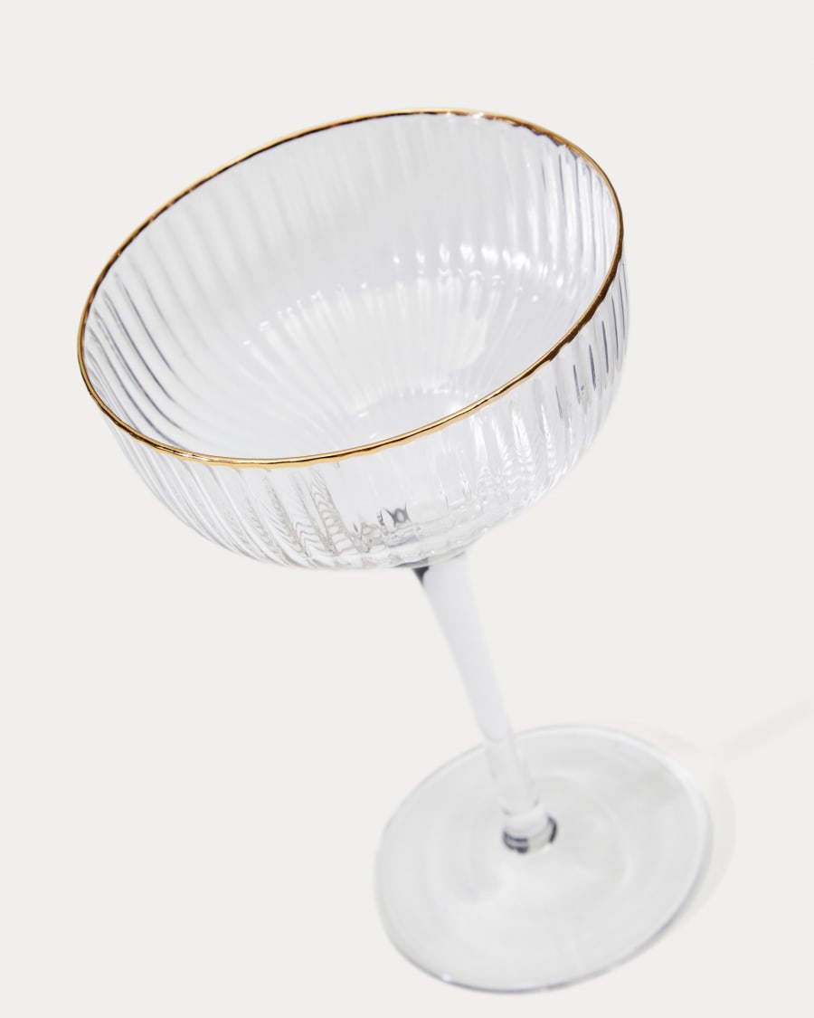 Ayan transparent champagne glass, with a gold feature, 28 cl