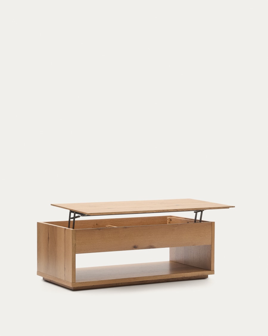 Alguema raisable coffee table in oak veneer with natural finish 120 x 60 cm