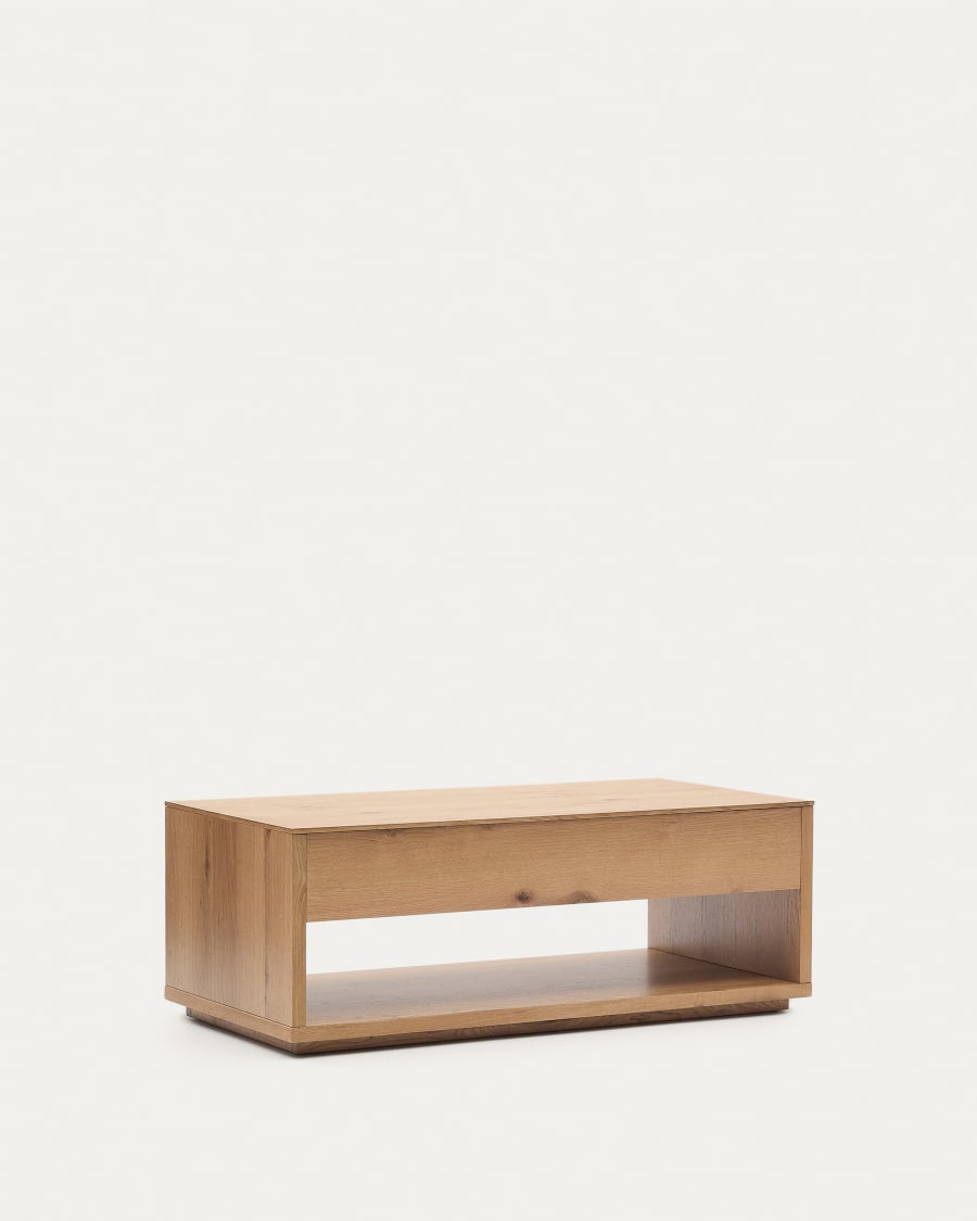 Alguema raisable coffee table in oak veneer with natural finish 120 x 60 cm