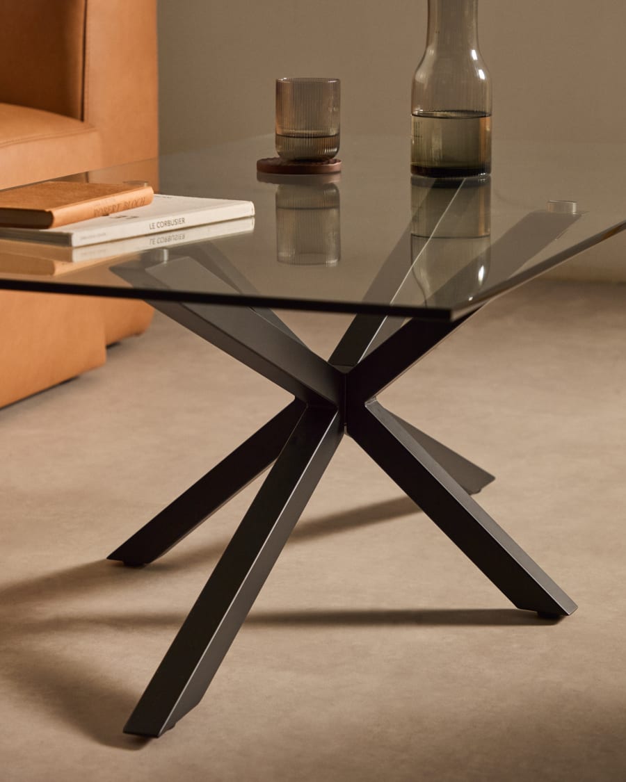 Argo coffee table glass black legs 130 x 70 cm