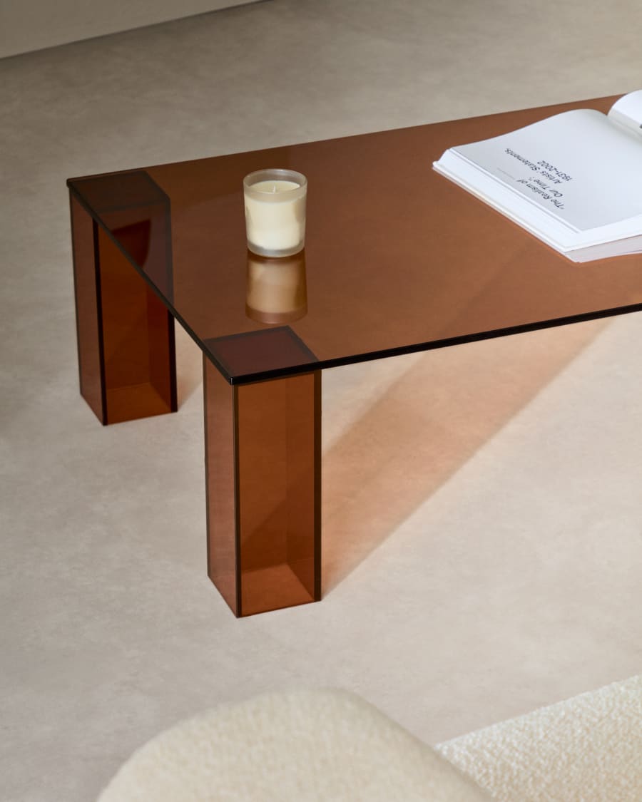 Adularia brown, tempered-glass coffee table, 140 x 60 cm