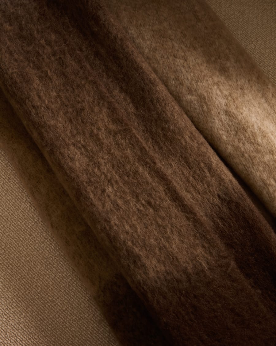Suley blanket in a brown, checked wool blend, 130 x 170 cm
