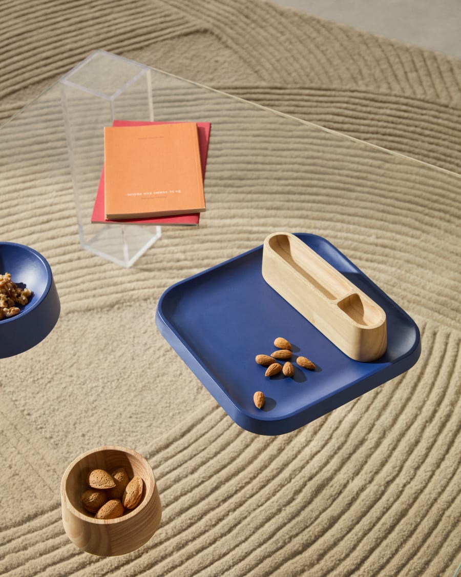 Bletz set of serving dishes for snacks made of acacia wood in a natural, blue finish FSC 100%