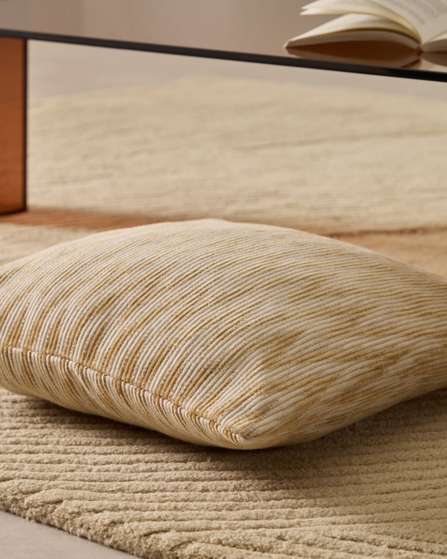 Sigato beige and ecru viscose and cotton, 45 x 45 cm