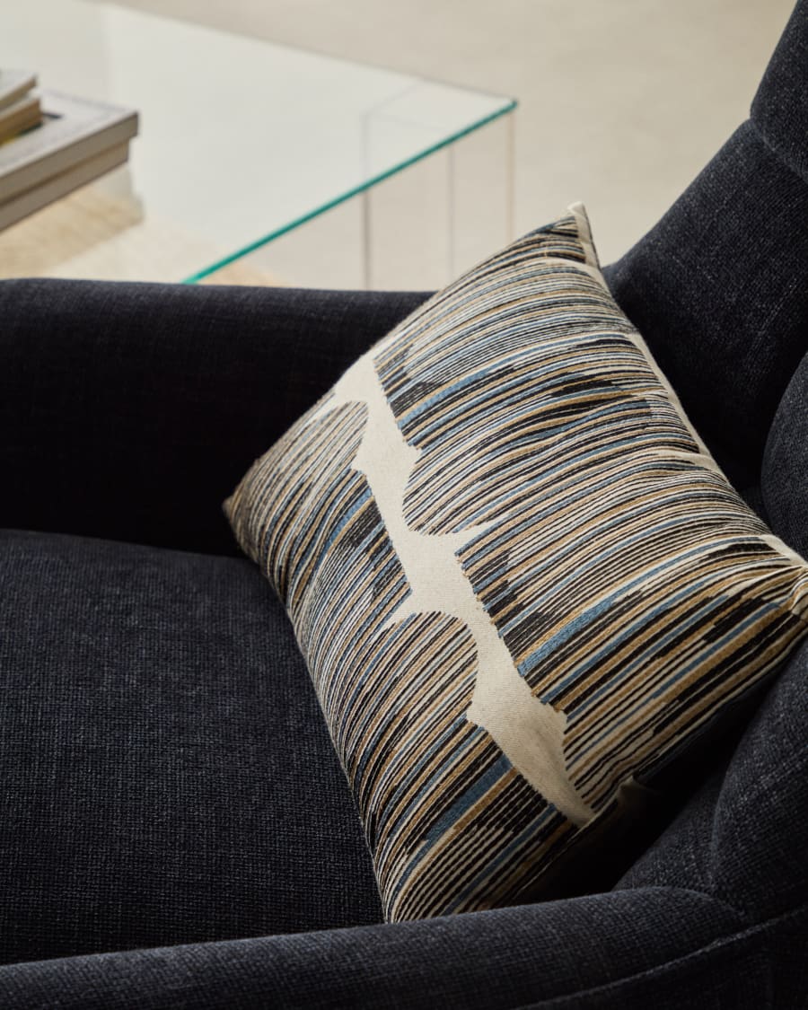 Log cushion cover with multicoloured graphic embroidery 30 x 50 cm