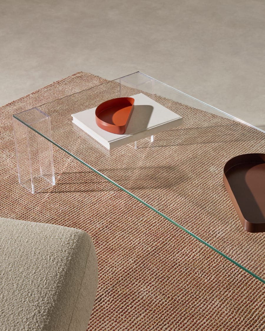 Adularia transparent, tempered-glass coffee table, 140 x 60 cm