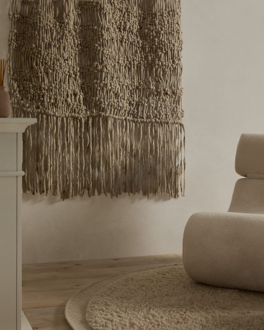 Fley wall tapestry in grey wool 120 x 180 cm Kave Home Belgium