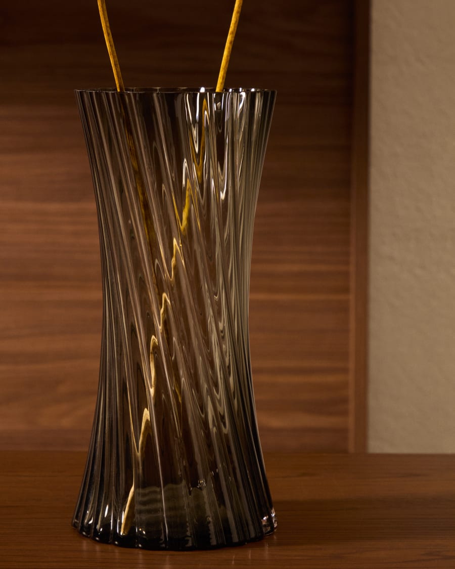 Arep grey glass vase, 28 cm